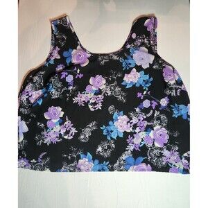 Apparenza Women's Tank Top Blouse Size 1x Purple Floral Sleeveless